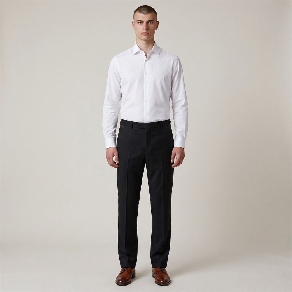 Z Zegna Black Wool Dress Pants Mens 32 48R Flat Front Trousers Modern Luxury